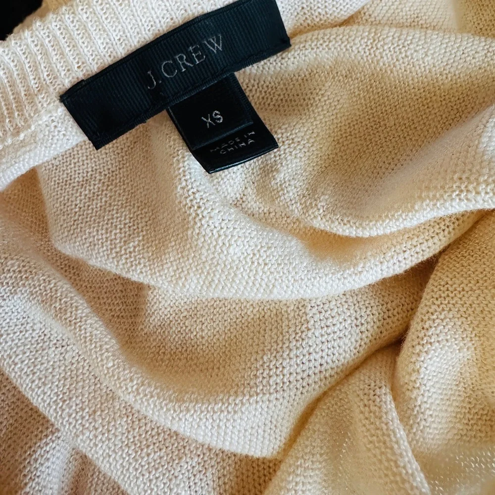 J. Crew Linen sweater with pom-pom trim